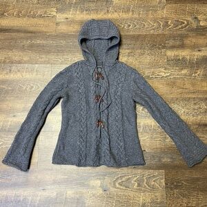 Vintage Banana Republic Sweater Womens Small Gray Cardigan Wool Hooded Flare